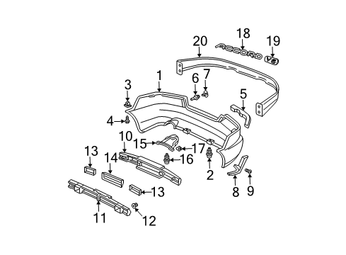 2006 Honda Accord Rear Bumper Bracket, R. RR. Bumper Side Diagram for 71505-SDN-A10