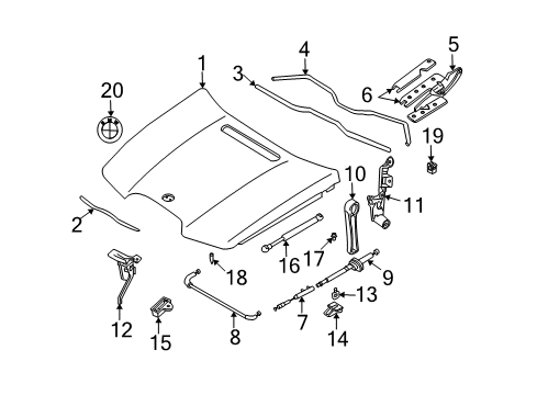 2008 BMW 760Li Hood & Components Holder Diagram for 51237023992