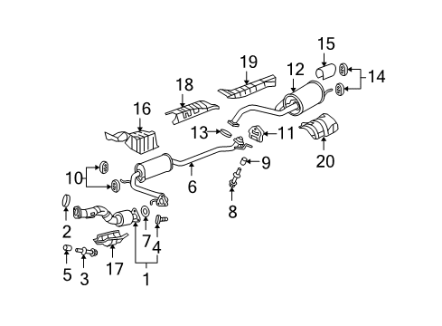 2009 Honda Fit Exhaust Components Converter Diagram for 18190-RP3-A00