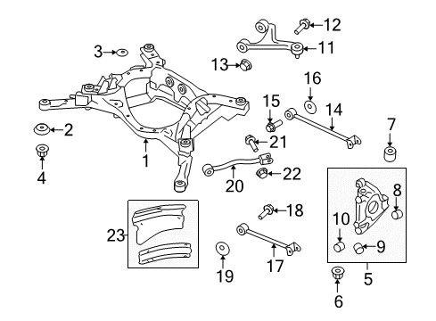2015 Nissan GT-R Rear Suspension Components, Lower Control Arm, Upper Control Arm, Stabilizer Bar Stopper-Differential Mounting, Lower Diagram for 55475-JF00B