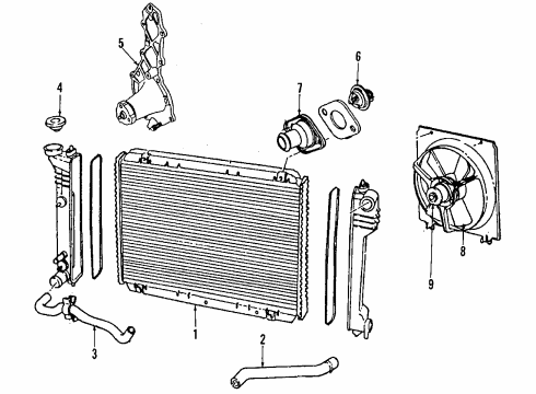 1993 Chrysler LeBaron Cooling System, Radiator, Water Pump, Cooling Fan Part Diagram for 4495597