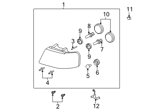 2004 Ford Expedition Headlamps Pivot Pin Diagram for 1F1Z-13032-AA