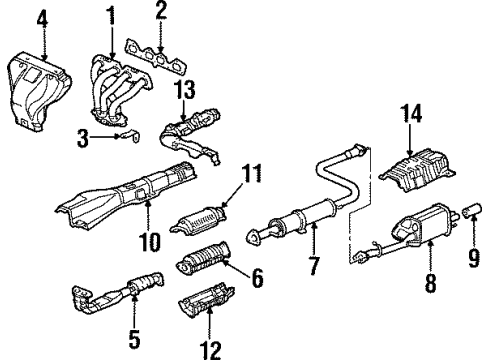 1999 Honda Prelude Exhaust Manifold Muffler Set, Exhuast Diagram for 18030-S30-980