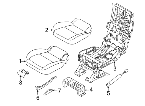 2020 Ford Transit Connect Second Row Seats Seat Cushion Pad Diagram for KT1Z-1763840-A