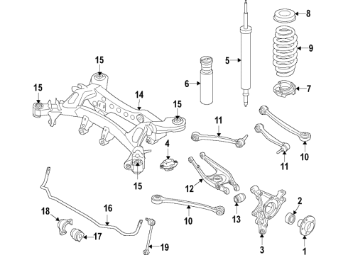2019 BMW M4 Rear Suspension, Lower Control Arm, Upper Control Arm, Ride Control, Stabilizer Bar, Suspension Components Coil Spring, Rear Diagram for 33537847712