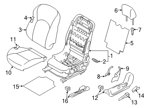 2013 Nissan Juke Driver Seat Components SILENCER Diagram for 87329-1KA0A