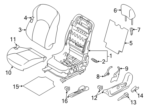 2013 Nissan Juke Driver Seat Components Pad Assy-Cushion, Front Seat Diagram for 87361-3YW0A