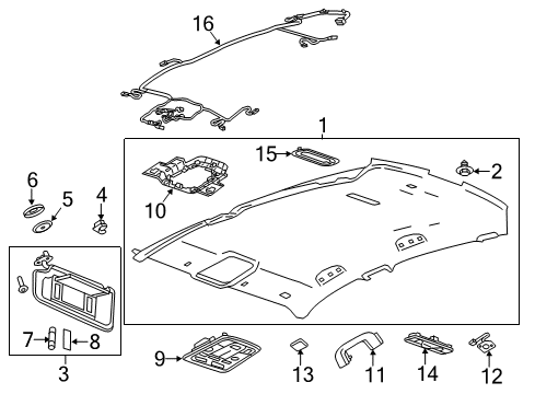 2015 Chevrolet Impala Interior Trim - Roof Reading Lamp Assembly Diagram for 22800747