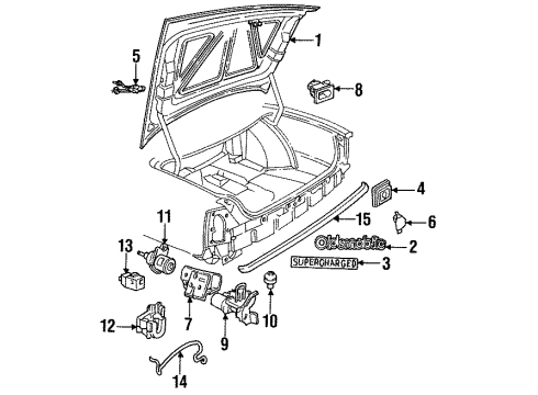 1992 Oldsmobile 98 Trunk Cylinder Kit, R/Compartment Lid Lock Diagram for 12520451