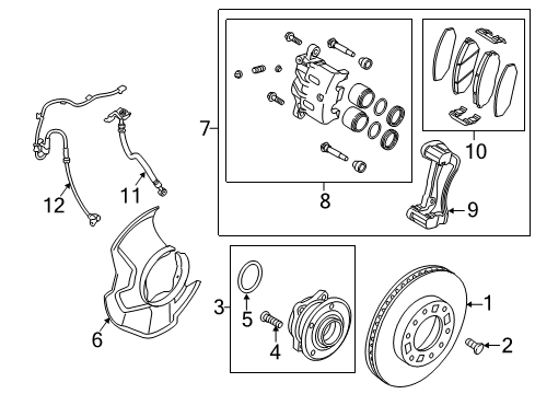 2014 Kia Sorento Front Brakes Front Brake Assembly, Left Diagram for 581101U500