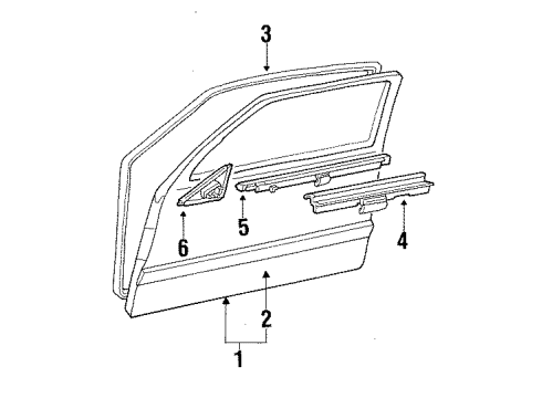 1991 Buick Skylark Front Door & Components, Outside Mirrors S/Strip Asm-Front Door Window Outer At Belt *Bright/Black Diagram for 22546207