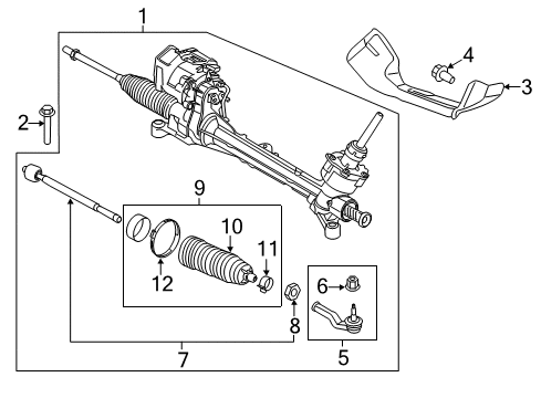 2015 Lincoln MKC Steering Column & Wheel, Steering Gear & Linkage Inner Tie Rod Diagram for EJ7Z-3280-A