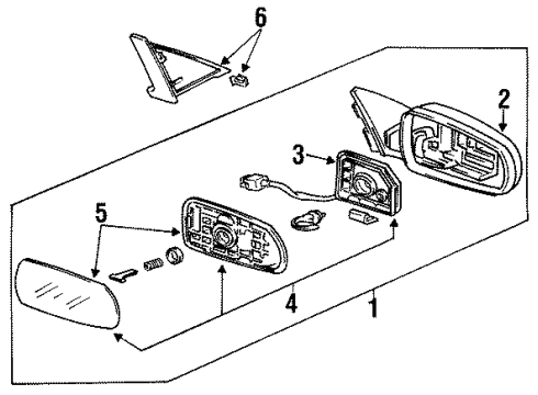 1993 Honda Accord Outside Mirrors Mirror Assembly, Driver Side Door (Arcadia Green Pearl) (R.C.) Diagram for 76250-SM1-C26ZM
