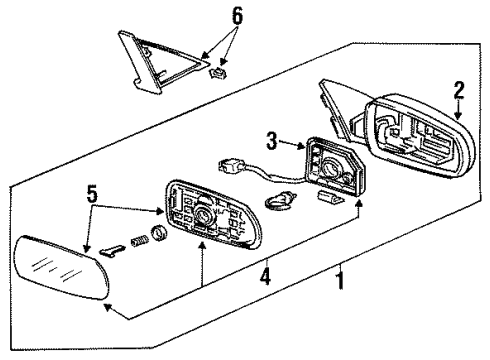 1993 Honda Accord Outside Mirrors Mirror Assembly, Passenger Side Door (Pewter Gray Metallic) (R.C.) Diagram for 76200-SM1-C25ZF