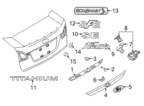 2017 Ford Fiesta Parking Aid Handle Base Diagram for D2BZ-5443400-AA