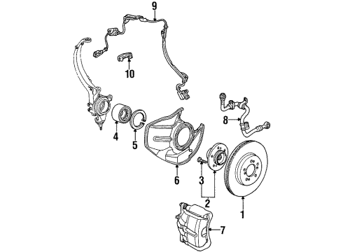 1997 Acura TL Anti-Lock Brakes Hose Set, Left Front Brake Diagram for 01465-SZ5-000