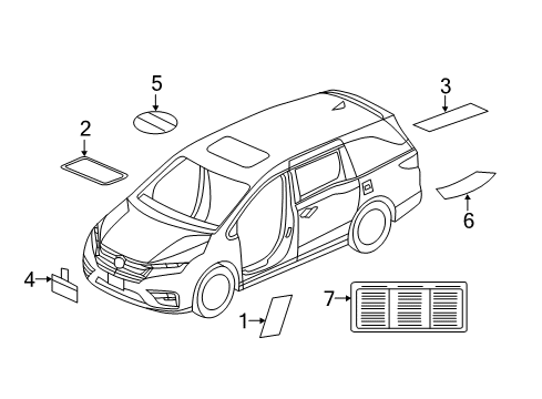 2020 Honda Odyssey Information Labels Label, Air Conditioner Diagram for 80050-THR-A00