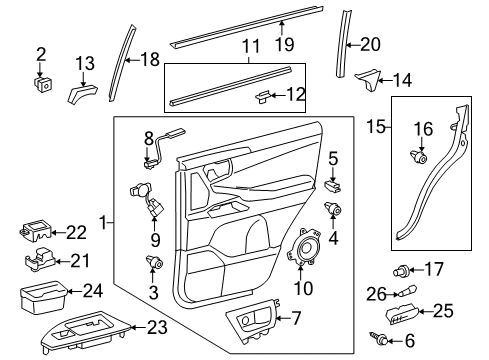 2010 Lexus LX570 Interior Trim - Rear Door Garnish, Rear Door Frame, NO.2 RH Diagram for 75765-60010