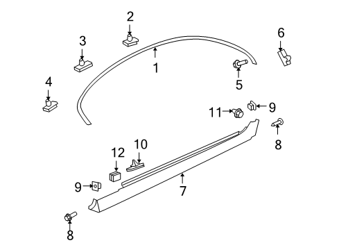 2009 Pontiac G8 Exterior Trim - Pillars, Rocker & Floor Reveal Molding Retainer Diagram for 92207442