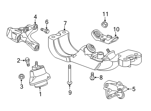 2017 Cadillac CTS Engine & Trans Mounting Mount Bracket Diagram for 23267512