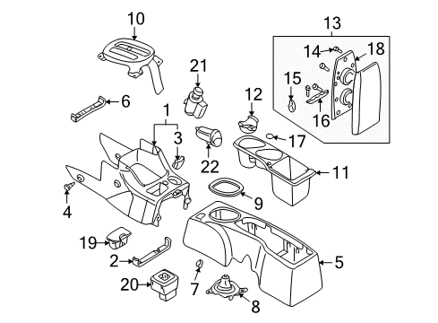 2004 Mitsubishi Eclipse Console Holder-Cup Diagram for MR320541