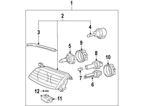 1998 Lexus LS400 Headlamps Headlamp Assembly, Right Diagram for 81110-50172