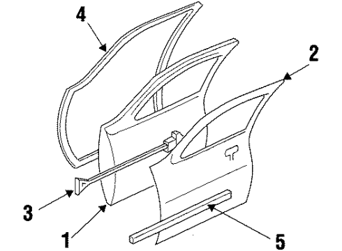 1998 Oldsmobile Intrigue Front Door Weatherstrip-Front Side Door Auxiliary <Use 1C5K*Oak Diagram for 10410005