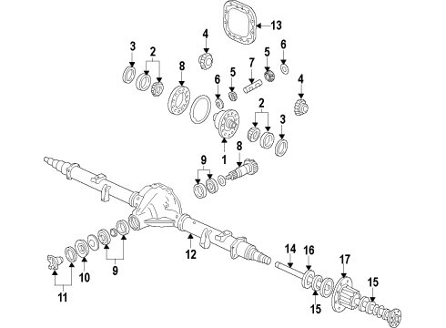 2011 Ford F-250 Super Duty Rear Axle, Differential, Propeller Shaft Ring & Pinion Diagram for BC3Z-4209-G