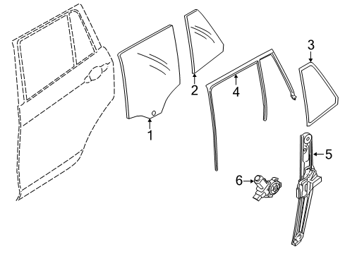 2013 BMW X1 Rear Door Window Guide, Left Rear Door Diagram for 51352990319