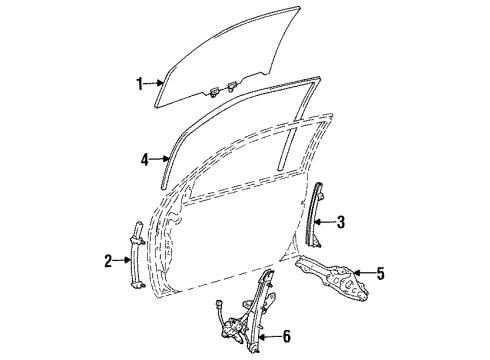 1996 Lexus GS300 Front Door Run, Front Door Glass, LH Diagram for 68151-30100