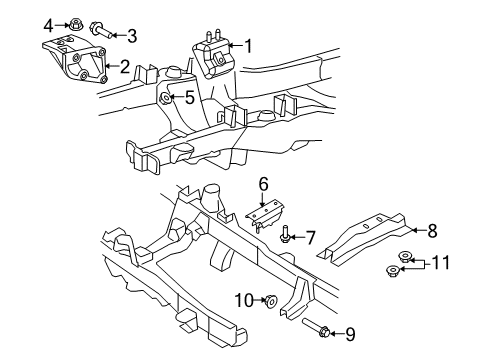 2009 Ford Ranger Engine & Trans Mounting Support Bar Diagram for 6L5Z-6A023-AA