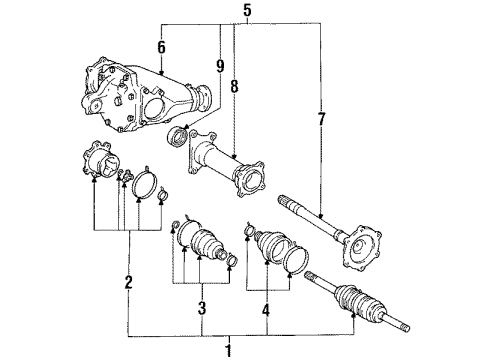 1993 Toyota 4Runner Front Axle & Carrier Axle Assembly Diagram for 43430-35021