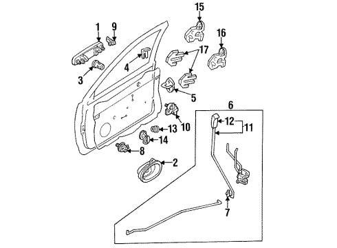 1997 Ford Aspire Ignition Lock Handle, Outside Diagram for F4BZ6122404A
