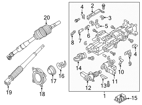 2017 Nissan Armada Steering Column & Wheel, Steering Gear & Linkage Bracket Diagram for 48988-1AA0D