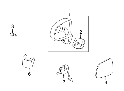 2010 Saturn Vue Outside Mirrors Mirror Housing Diagram for 19211048