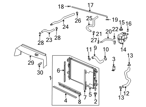 2002 Saturn Vue Radiator & Components Radiator Surge Tank Overflow Hose Diagram for 22710618