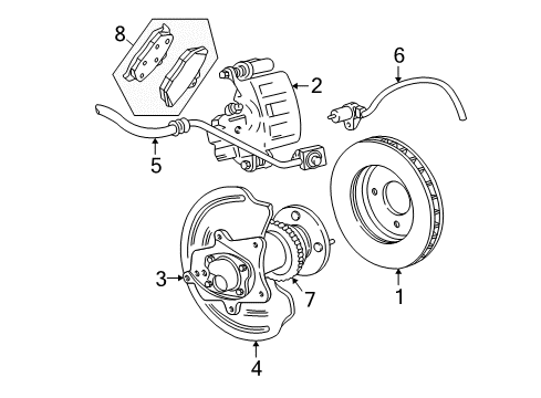 2007 Ford Mustang Rear Brakes Brake Hose Diagram for 7R3Z-2A442-B