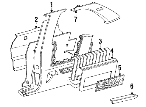 1990 Buick Regal Interior Trim - Quarter Panels Clip-Quarter Upper Trim Finish Panel Diagram for 10161601