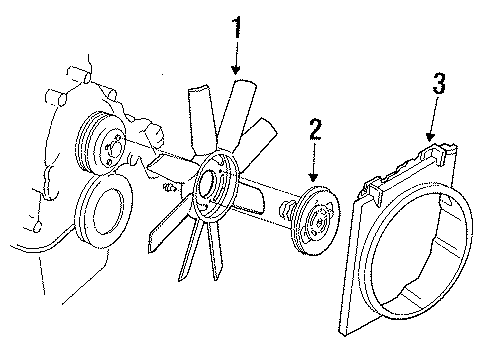 1991 Ford Ranger Cooling System, Radiator, Water Pump, Cooling Fan Clutch Diagram for F1TZ-8A616-J