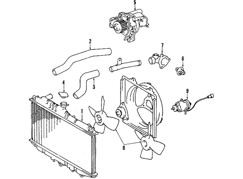 1987 Toyota Tercel Cooling System, Radiator, Water Pump, Cooling Fan Radiator Diagram for 16400-15340