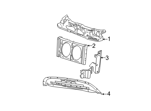 2002 Ford Taurus Radiator Support Upper Panel Diagram for 1F1Z-8A284-AA