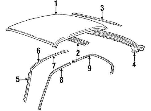 1989 BMW 535i Roof & Components Covering Left Diagram for 51131944123