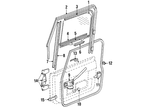 1985 Jeep Scrambler Door & Components W/SEAL-Assembly-Full Door To Body Left Diagram for 55024873