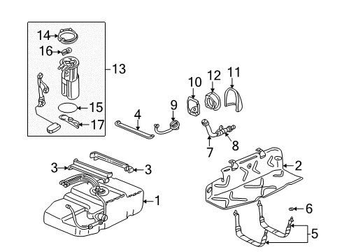 2005 GMC Safari Fuel System Components Strap Asm-Fuel Tank *Marked Print Diagram for 15745065