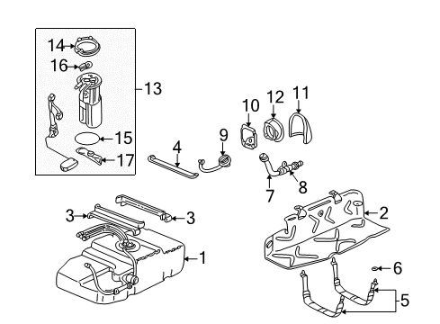 2005 GMC Safari Fuel System Components Fuel Gauge Sending Unit Diagram for 88965792