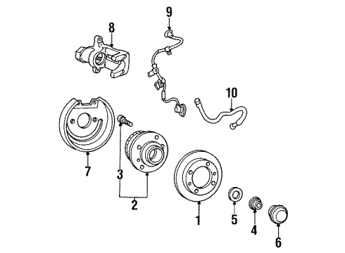 1996 Hyundai Sonata Rear Brakes Caliper Kit-Rear Brake, LH Diagram for 58310-38A10