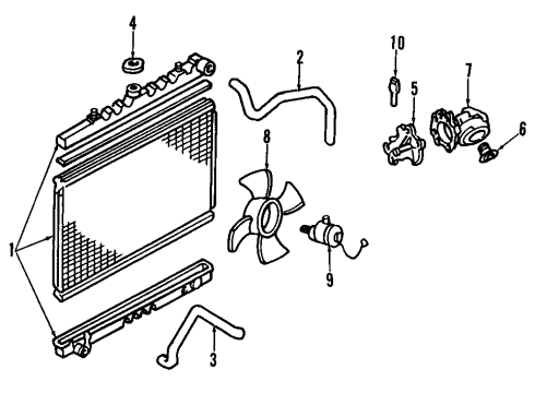 1986 Nissan Stanza Cooling System, Radiator, Water Pump, Cooling Fan Radiator Assy Diagram for 21400-36A60
