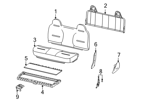 1999 Ford F-250 Super Duty Front Seat Components Seat Cushion Pad Diagram for F81Z-2562900-BAA