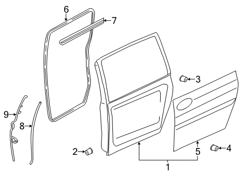 2014 Kia Sedona Side Loading Door - Door & Components Weatherstrip-Rear Door Body Side LH Diagram for 83110-4D001