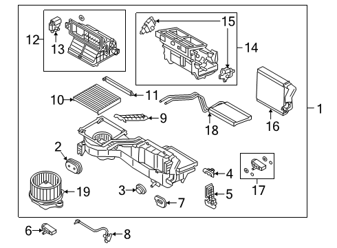 2019 Ford Ranger A/C & Heater Control Units Heater Core Diagram for KB3Z-18476-AA